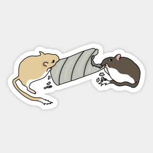 Cute gerbils with cardboard tube Sticker